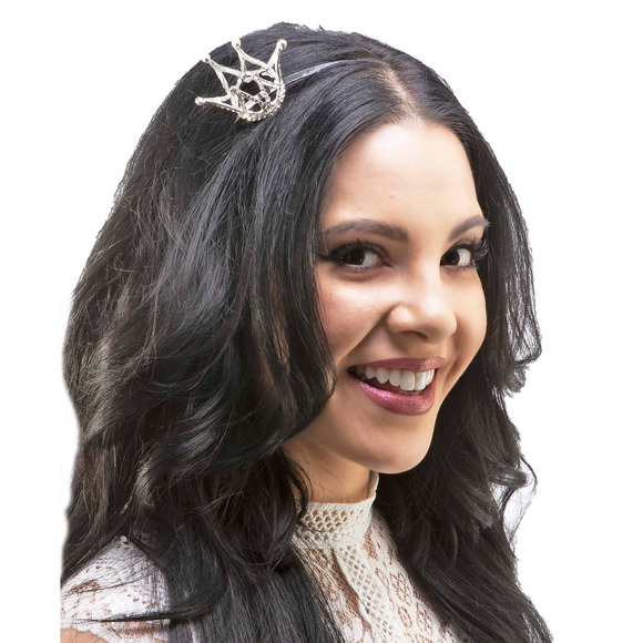 Crystal Mini Crown Headband Womens or Girls Silver Tone Headpiece OS NNT - Picture 4 of 5